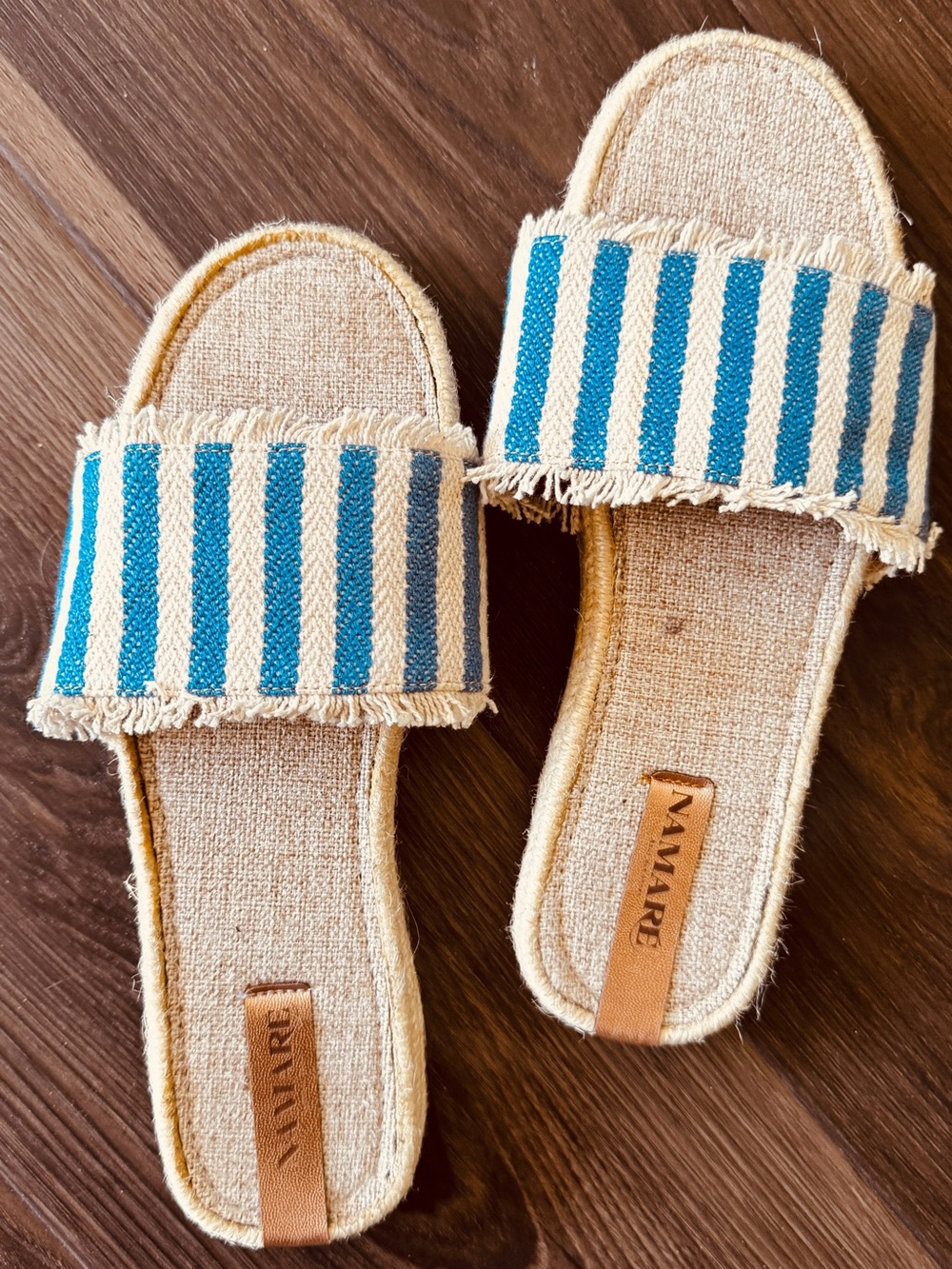Striped Espadrille Slide Sandals